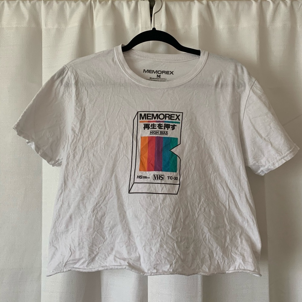 Memorex White Graphic Crop Shirt